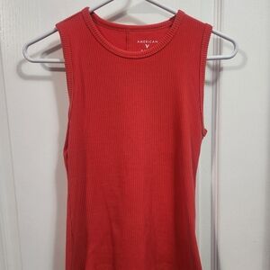American Eagle Outfitters Coral-Reddish-Orange Ribbed Tank Top